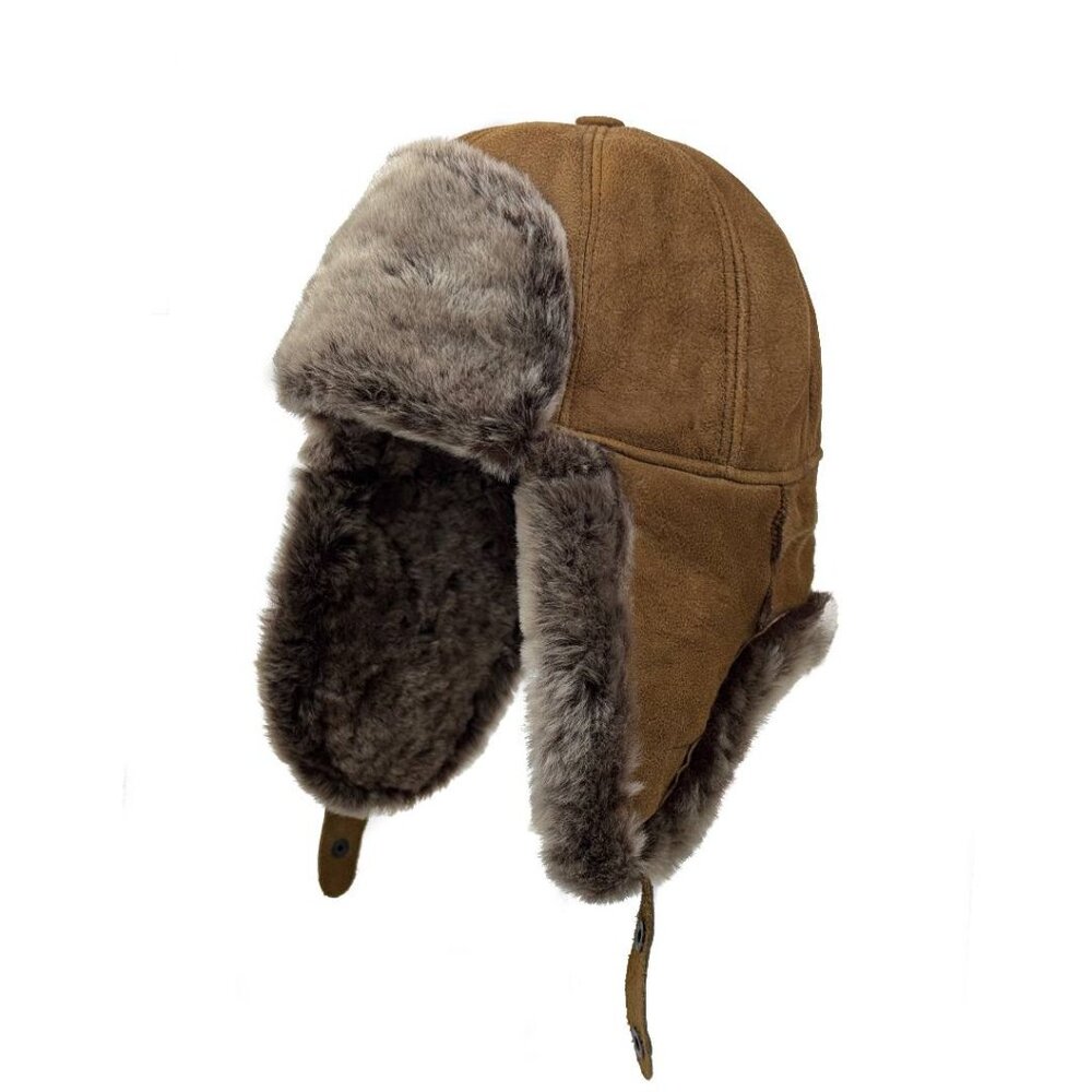 Shearling Sheepskin Leather Trapper Hat Aviator Hat | Winter Hat | Russian Hat - Picture 3 of 7